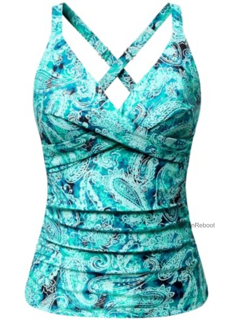 Underwire Tankini Top Tummy Control Swim Top Adjustable Straps Ruched